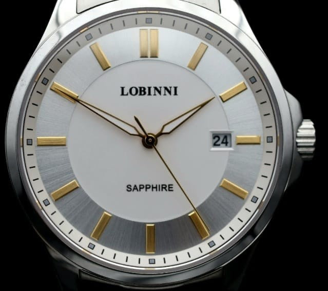 Lobinni Herren Männer Uhr  Silber Farben Datum 24 Stundenanzeige NEU2