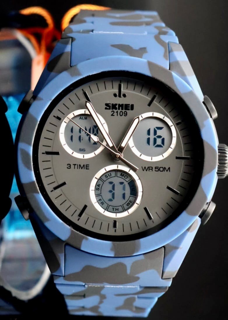 Sportliche Digital & Analog Herren Männer Uhr Armbanduhr Camouflage Tarnmuster0