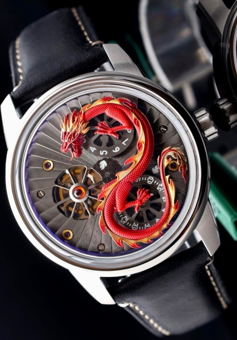 OBLVLO JM-Dragon Design Automatik Herren Uhr 42mm Edelstahl Saphirglas Skeleton1