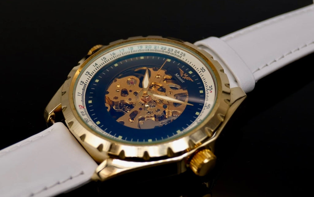 XXL Minoir Automatik Armbanduhr Herrenuhr mit offener Unruh und Glasboden TOP*2