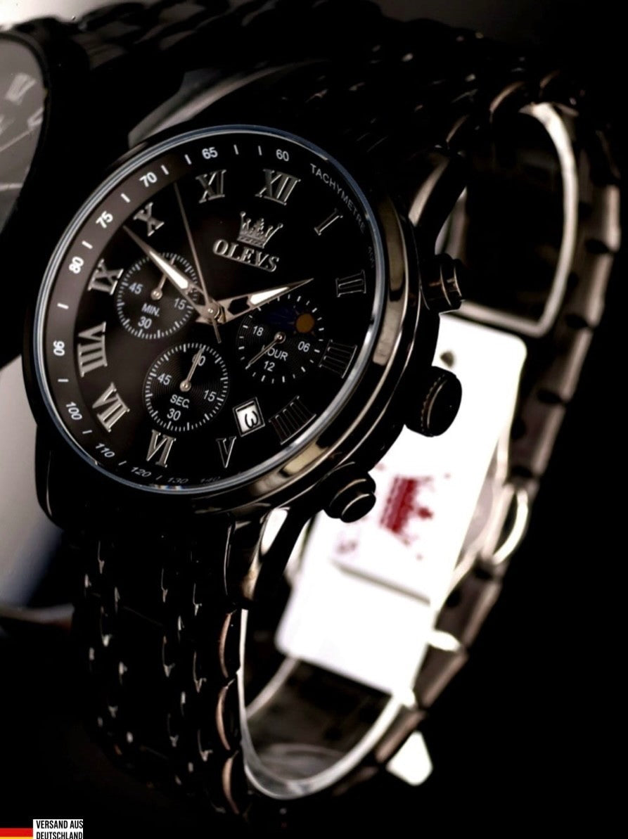 Edle Herren Männer Armband Uhr Chronograph Stoppuhr Datum im Keramik Design0