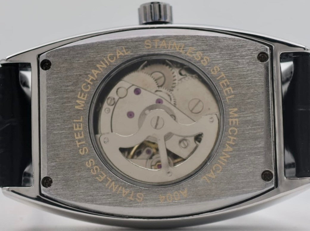 Winner Herren Uhr Automatik Armbanduhr Schwarz Farben Leder Datum 42x34mm Neu2