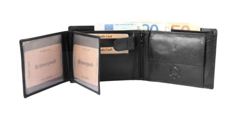 Schwarzwald Leder Portemonnaie Geldbeutel Portmonee Echtleder Schwarz Motiv2