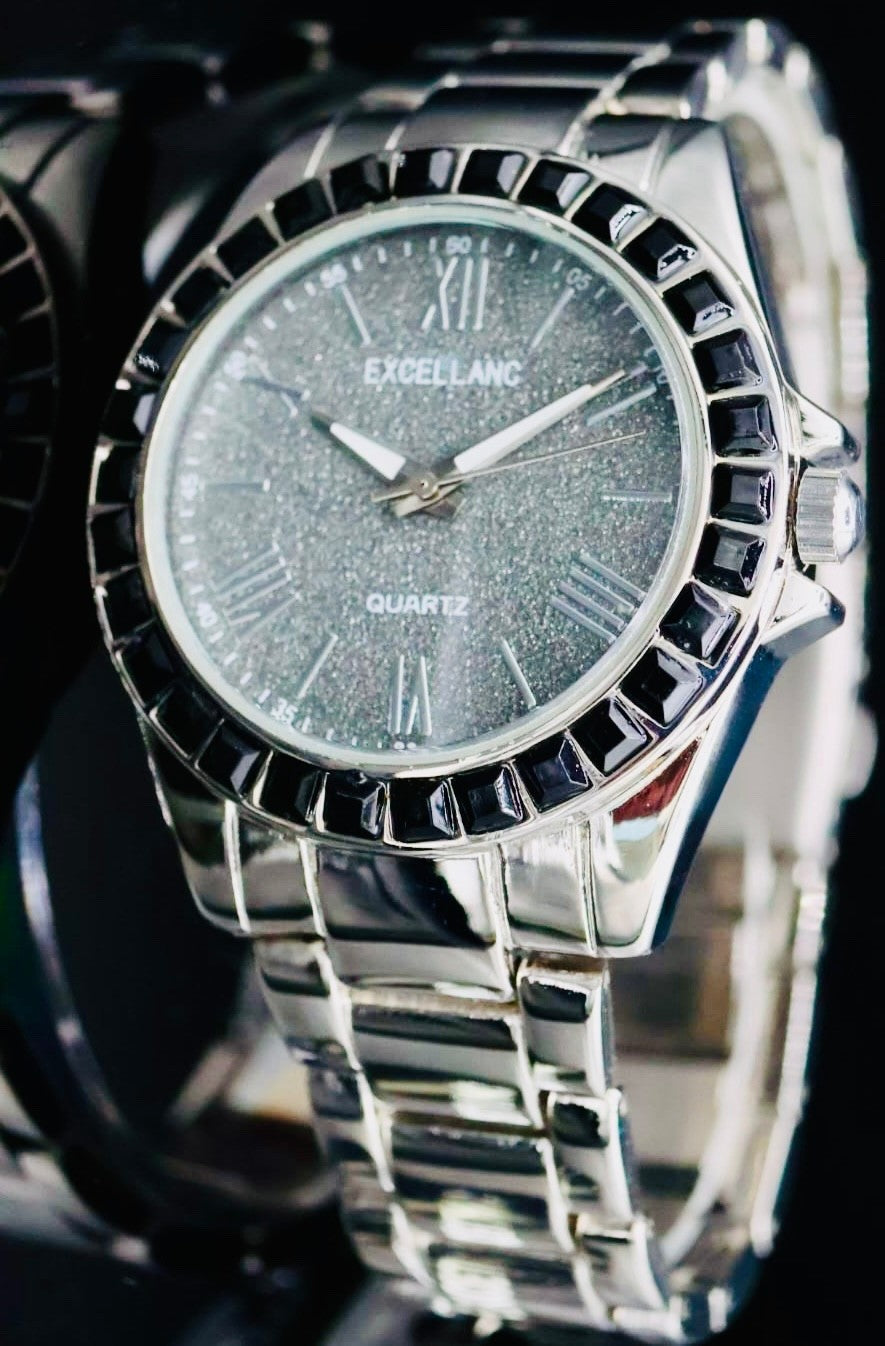 Excellanc Damen Armband Uhr Silber Farben Damenuhr Strass 12 Stunden Anzeige1