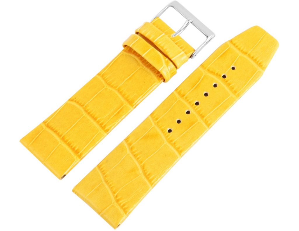 Steinmeister Uhrenarmband Echtleder Armband in gelb Krokooptik 16 mm0