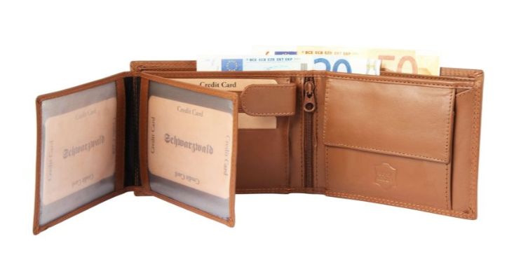 Schwarzwald Leder Portemonnaie Geldbeutel Portmonee Echtleder Braun Motiv Kirche2