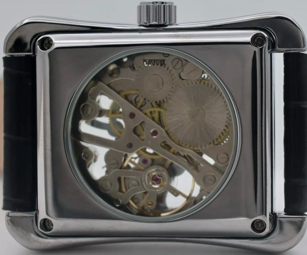 Winner Herren Automatik Uhr SilberFarben Mechanisch Lederband Skelettuhr 34x34mm2