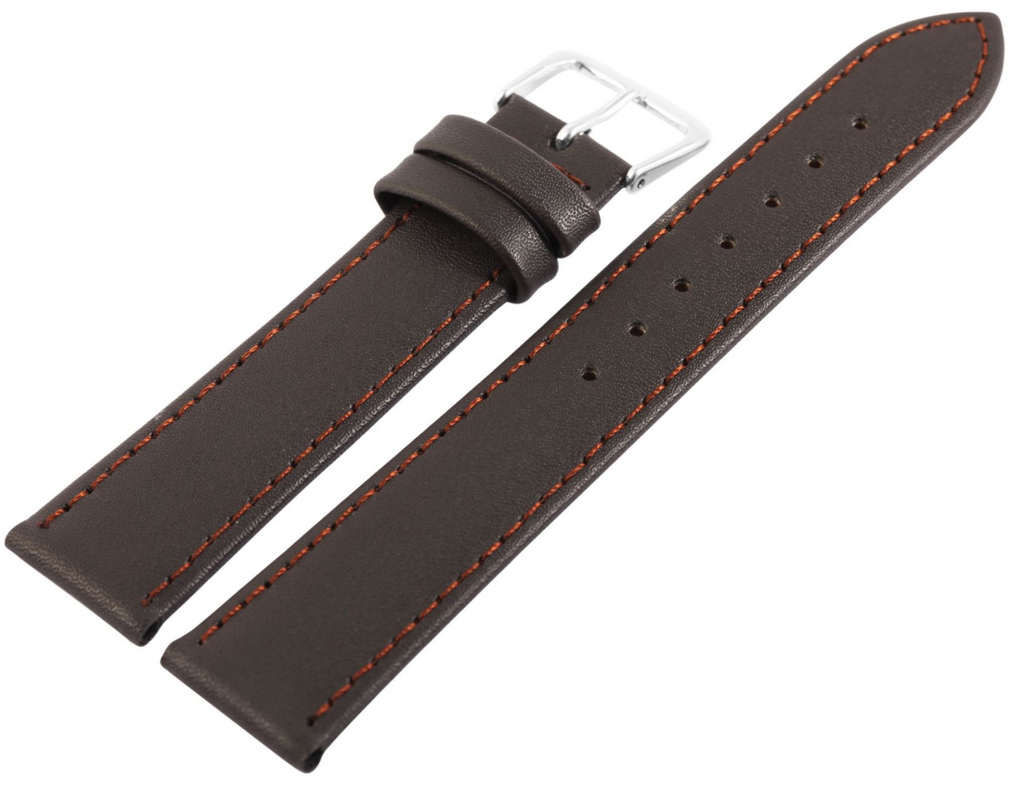 Steinmeister Uhrenarmband Echtleder Armband  flach, dunkelbraun  22mm2