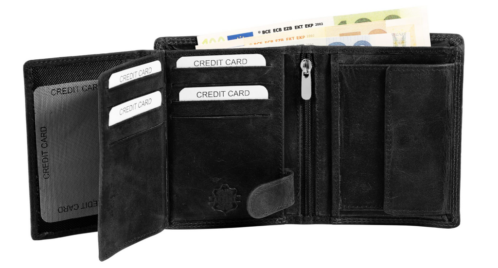 Akzent Basic Leder Geldbörse RFID Schutz Portemonnaie Schwarz Truck Motiv 21