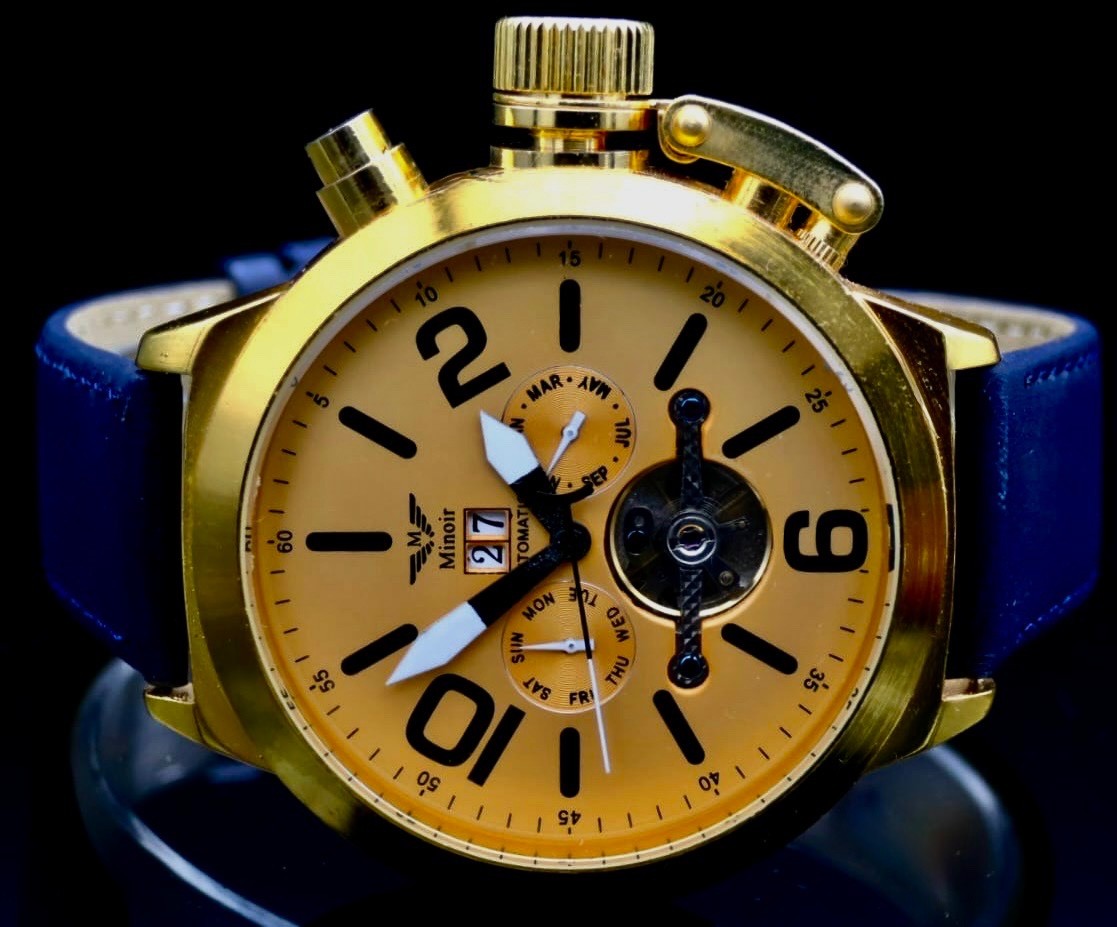 Mega Edle XXL Herren Männer Uhr Automatikuhr Armbanduhr Minoir Herrenuhr B-WARE1