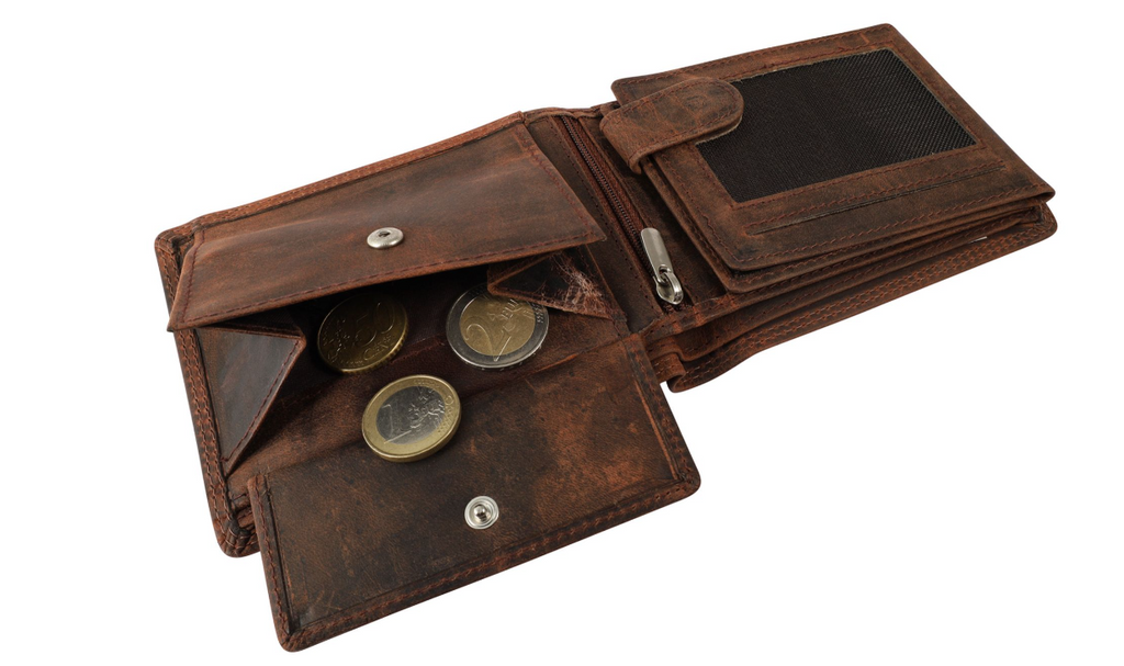 Akzent Leder Geldbörse RFID Echtleder Portemonnaie Geldbeutel Anker Braun 43