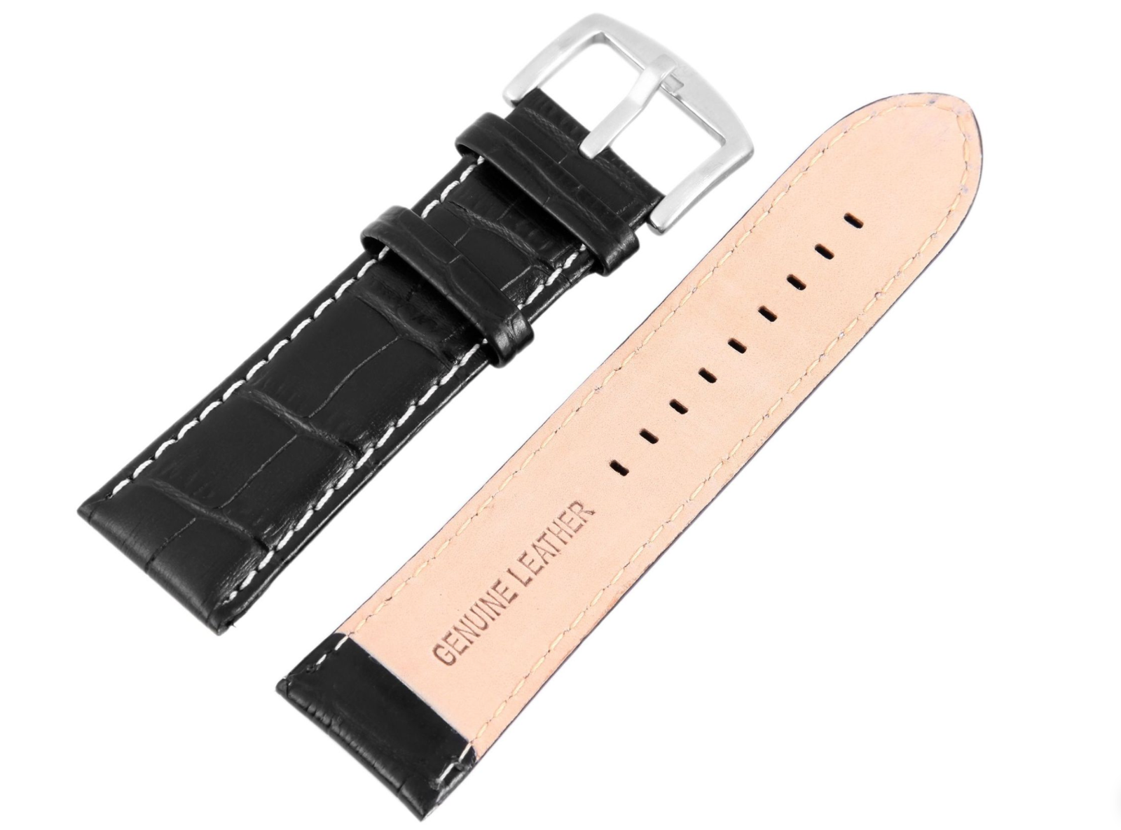 Steinmeister Uhrenarmband Ech Leder Armband Schwarz in Krokooptik 26 mm1