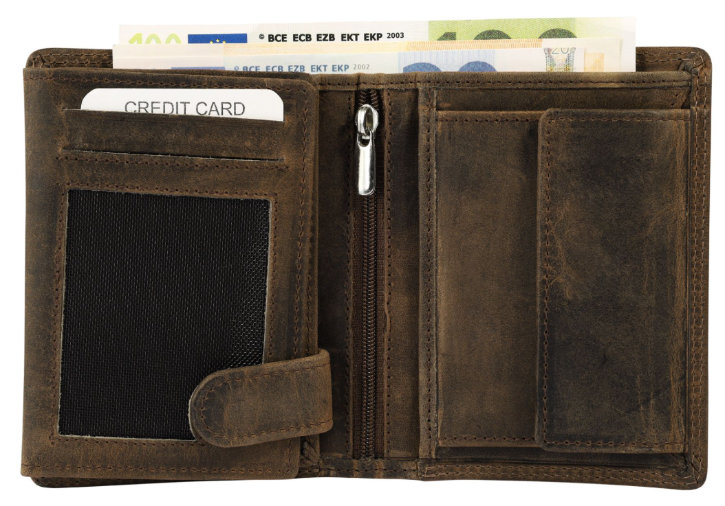 Akzent Basic Leder Geldbörse RFID Schutz Portemonnaie Braun Jäger Motiv 41