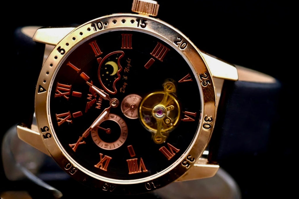 Herren Männer Uhr Automatik Armbanduhr Minoir Herrenuhr mit Lederband  B-WARE*751