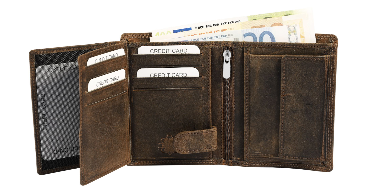 Akzent Basic Leder Geldbörse RFID Schutz Portemonnaie Braun Segelschiff Motiv2