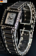 Akzent Frauen Damen Armband Uhr Schwarz Weiß Silber Farben Damenuhr Strass0