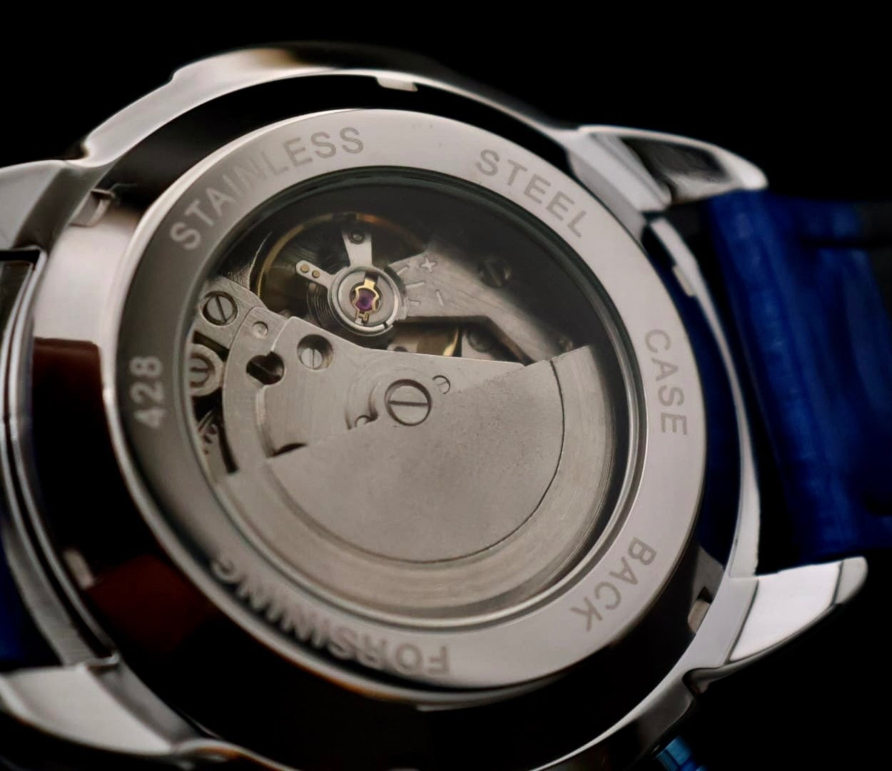 Herren Männer Automatik Uhr Blau Farben Herrenuhr  Sport Design + Lederarmband3