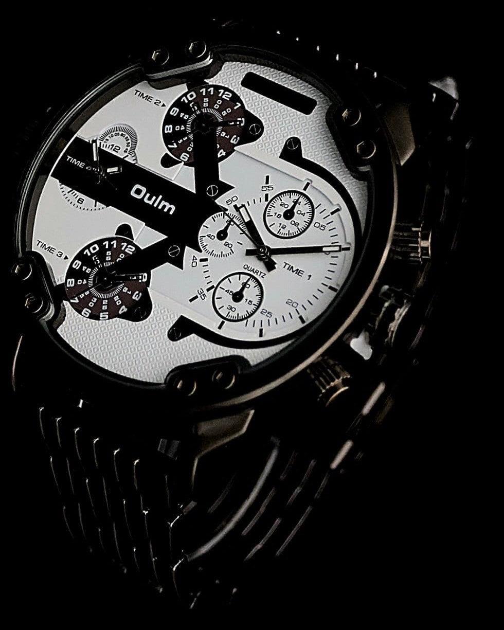 XXL Monster Watch Herren Armband Uhr  Dual Timer  Keramik Design Chrono Look NEU0