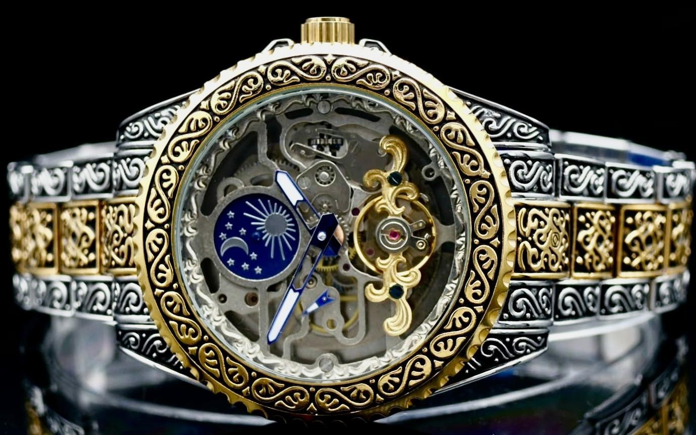 Winner Herren Automatikuhr Edelstahl Skelett Uhr Gold Silber Vintage Luxus Neu1