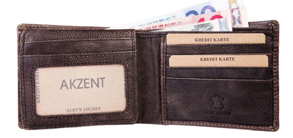 Akzent Leder Geldbörse RFID Echtleder Portemonnaie Geldbeutel Querformat Traktor0