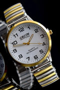 Green Herrenuhr Analog Daily Watch Zugband Weißes Ziffernblatt Bicolor 40mm0