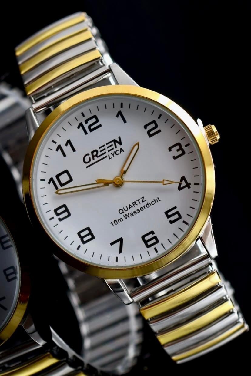 Green Herrenuhr Analog Daily Watch Zugband Weißes Ziffernblatt Bicolor 40mm0