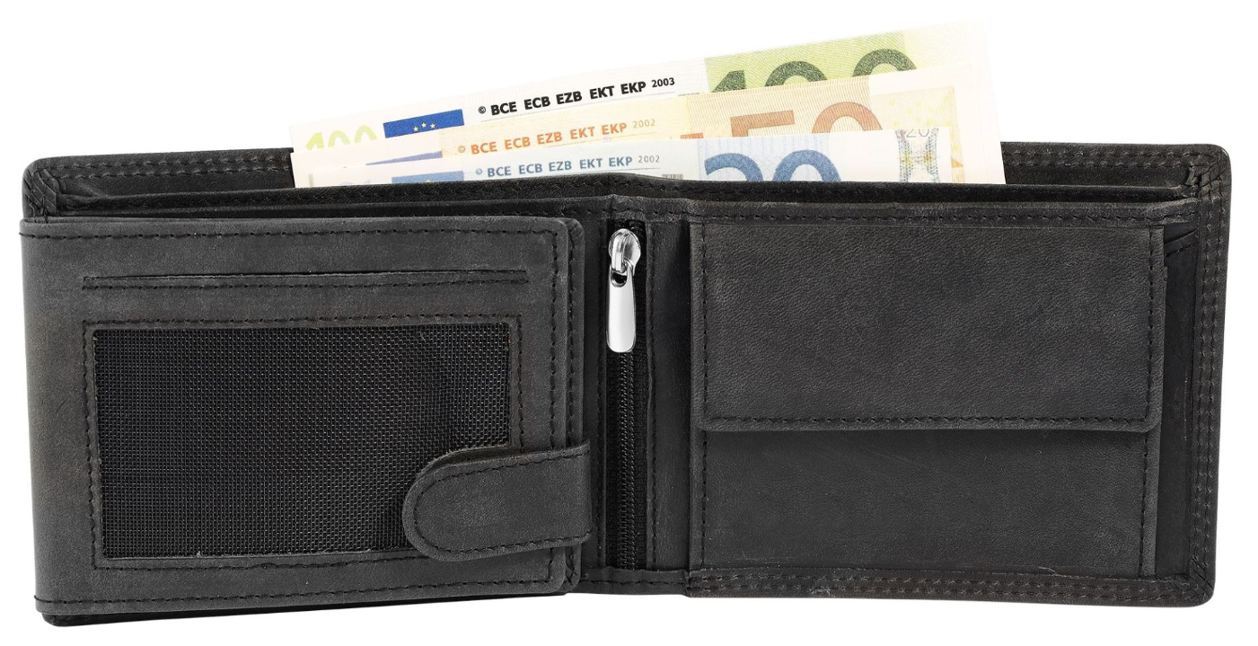 Akzent Leder Geldbörse RFID Echtleder Portemonnaie Geldbeutel Truck Schwarz1