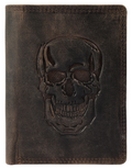 Akzent Basic Leder Geldbörse RFID Schutz Portemonnaie Braun Totenkopf Motiv 50