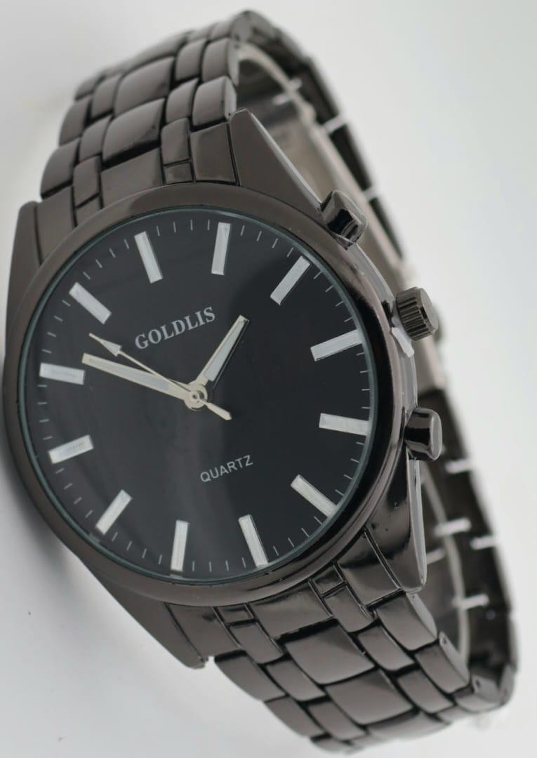 GOLDLIS Herren Armband Uhr Quarz Analog Gold Farben Freizeit Keramik Look NEU0