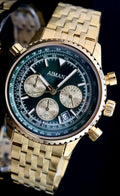 AIMANA - HERREN - CHRONOGRAPH - DATUM - STOPPFUNKTION - 44MM - GRÜN / GOLD - NEU0