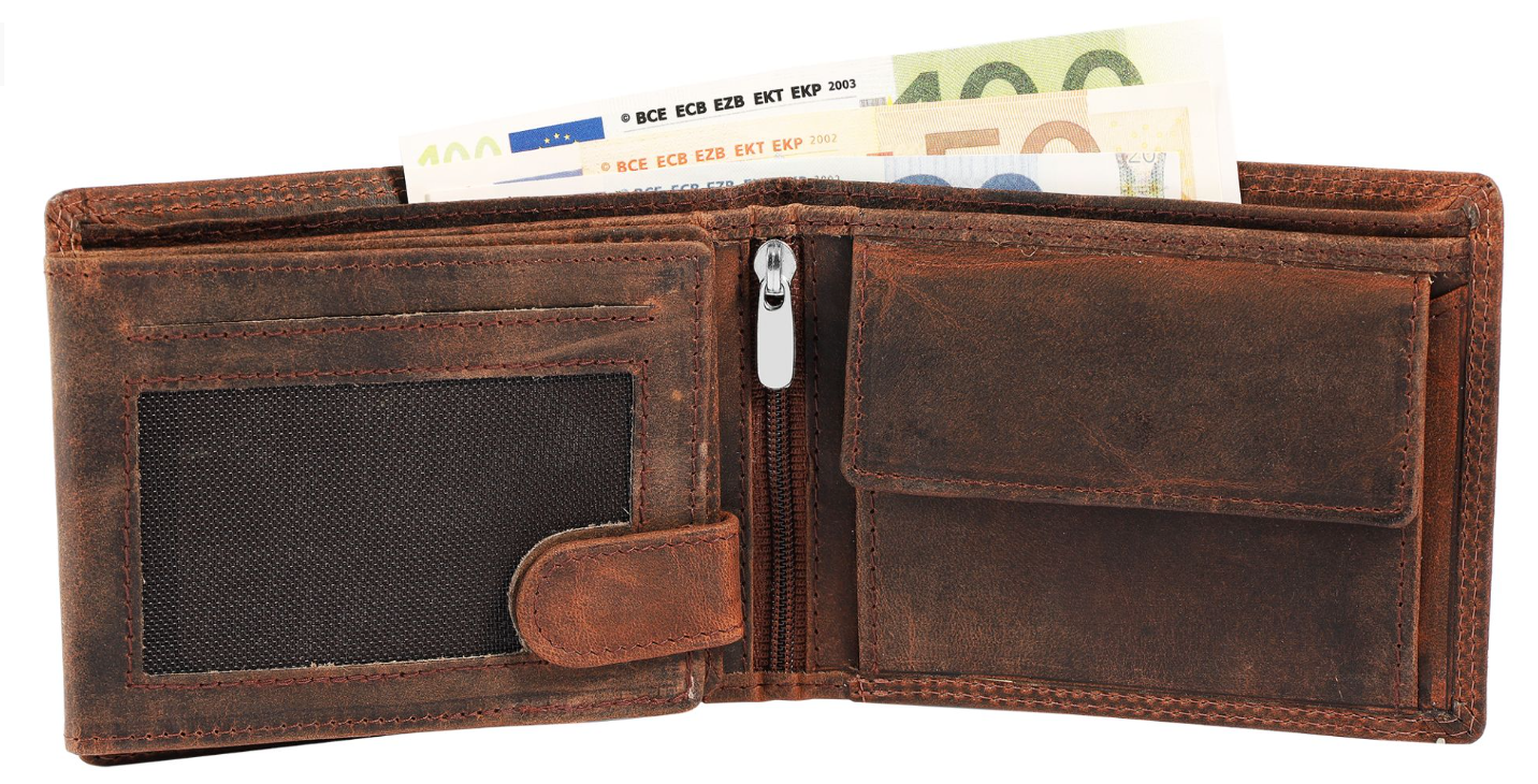 Akzent Leder Geldbörse RFID Schutz Echtleder Portemonnaie Geldbeutel Truck Motiv1