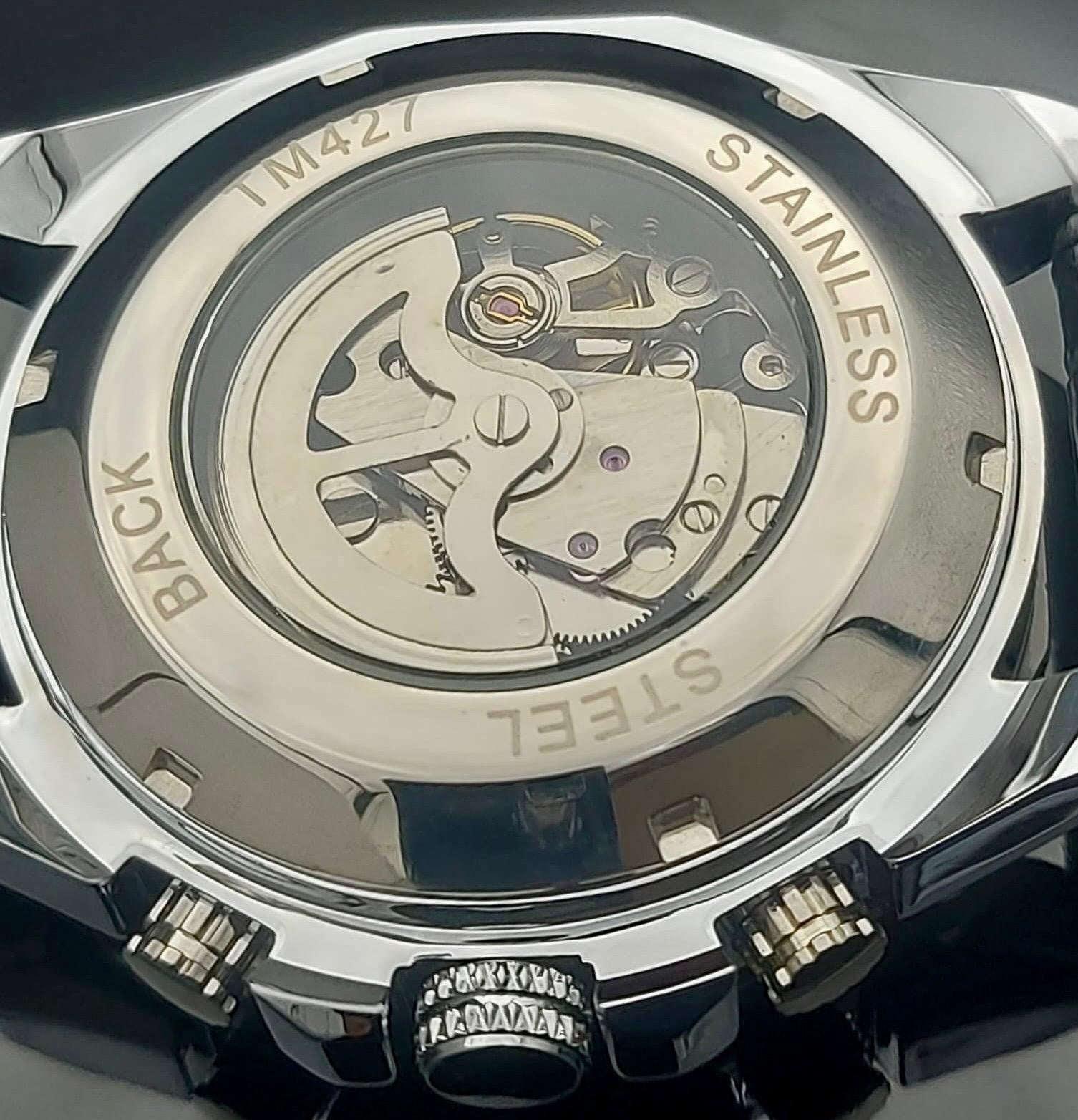 Winner Herren Uhr Automatik Armbanduhr Silber Farben Skelettuhr 48mm3