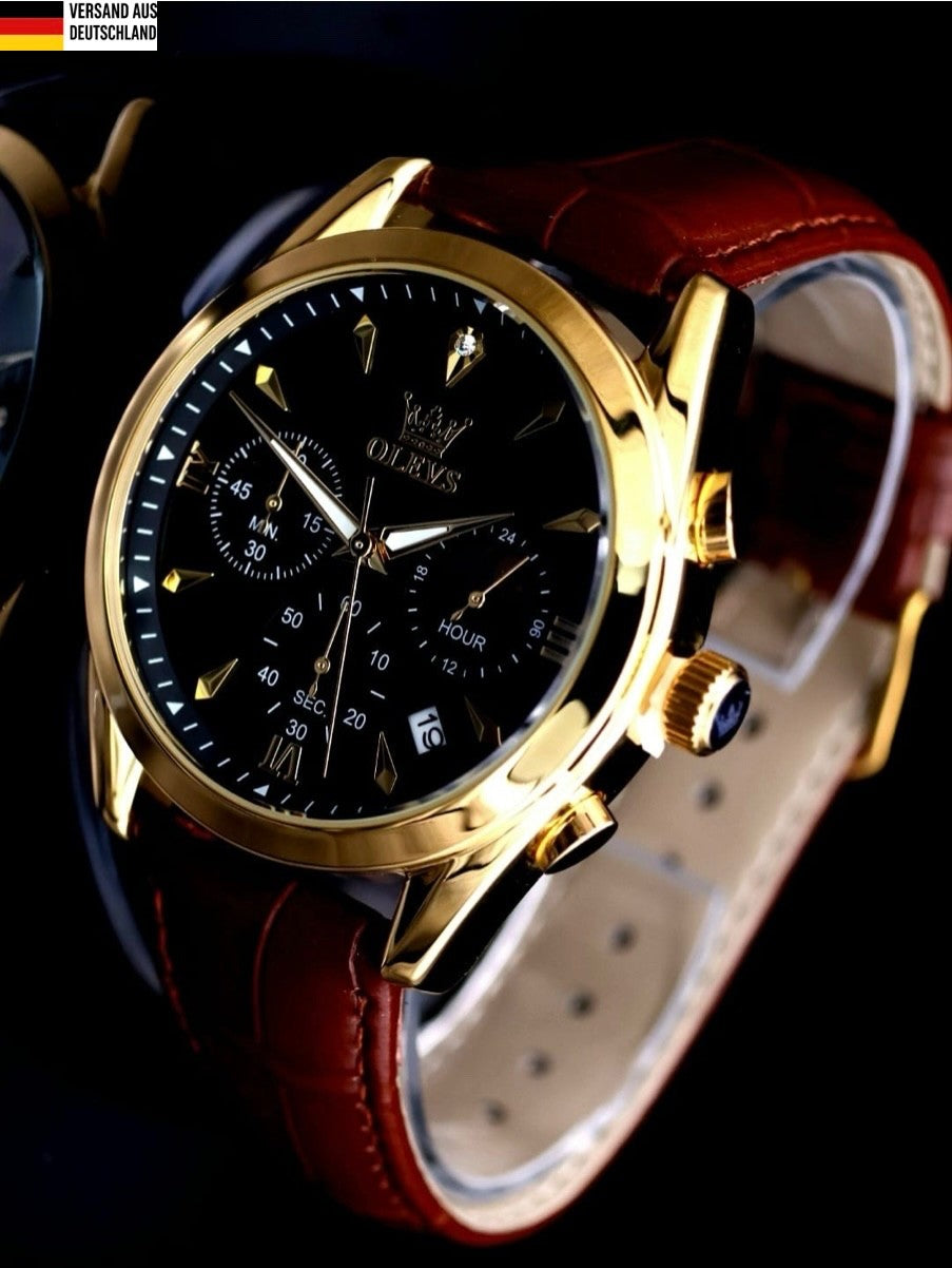 Edle Herren Männer Armband Uhr Chronograph Stoppuhr Datum NEU * 290