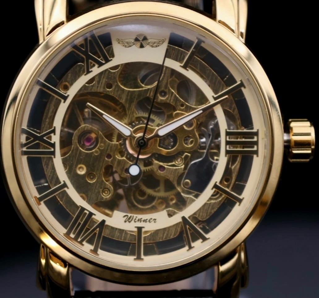 Super Edle Winner Herren Männer Automatik Uhr Gold Schwarz Farben Herrenuhr NEU0