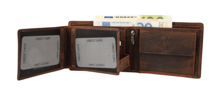 Akzent Leder Geldbörse RFID Echtleder Portemonnaie Geldbeutel Anker Braun 42