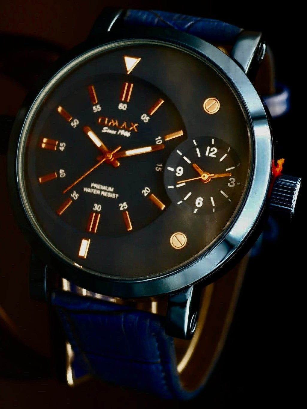 XXL OMAX  Monster Watch Herren Armband Uhr Blau Rose Farben Dual  Timer *NEU*0