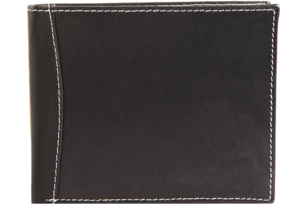 Excellanc Leder Portemonnaie Geldbeutel Portmonee Echtleder Schwarz Weiße Naht0