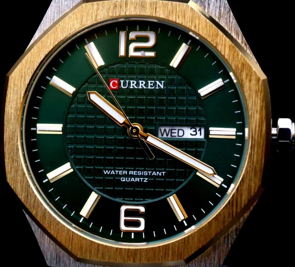 Mega Edle Herren Männer Uhr Armbanduhr Grün Bicolor Farben mit Datumsanzeige NEU2