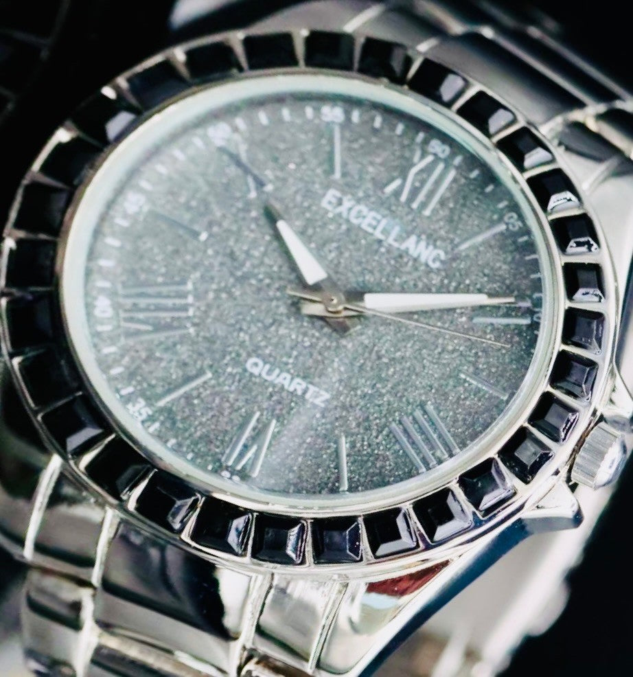Excellanc Damen Armband Uhr Silber Farben Damenuhr Strass 12 Stunden Anzeige2