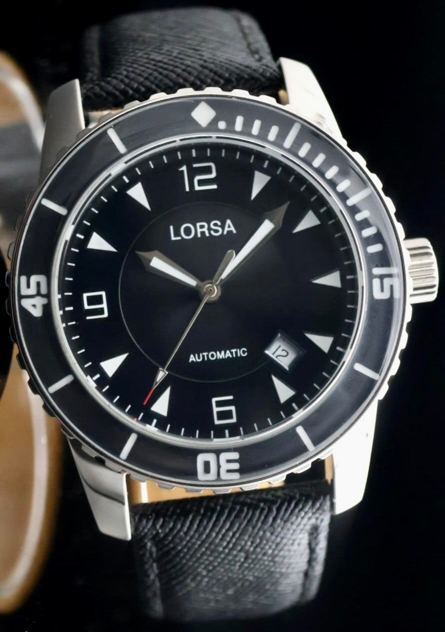 Lorsa Armbanduhr Herren Automatik Uhr Datum Taucher Style Lederarmband0