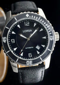 Lorsa Armbanduhr Herren Automatik Uhr Datum Taucher Style Lederarmband0