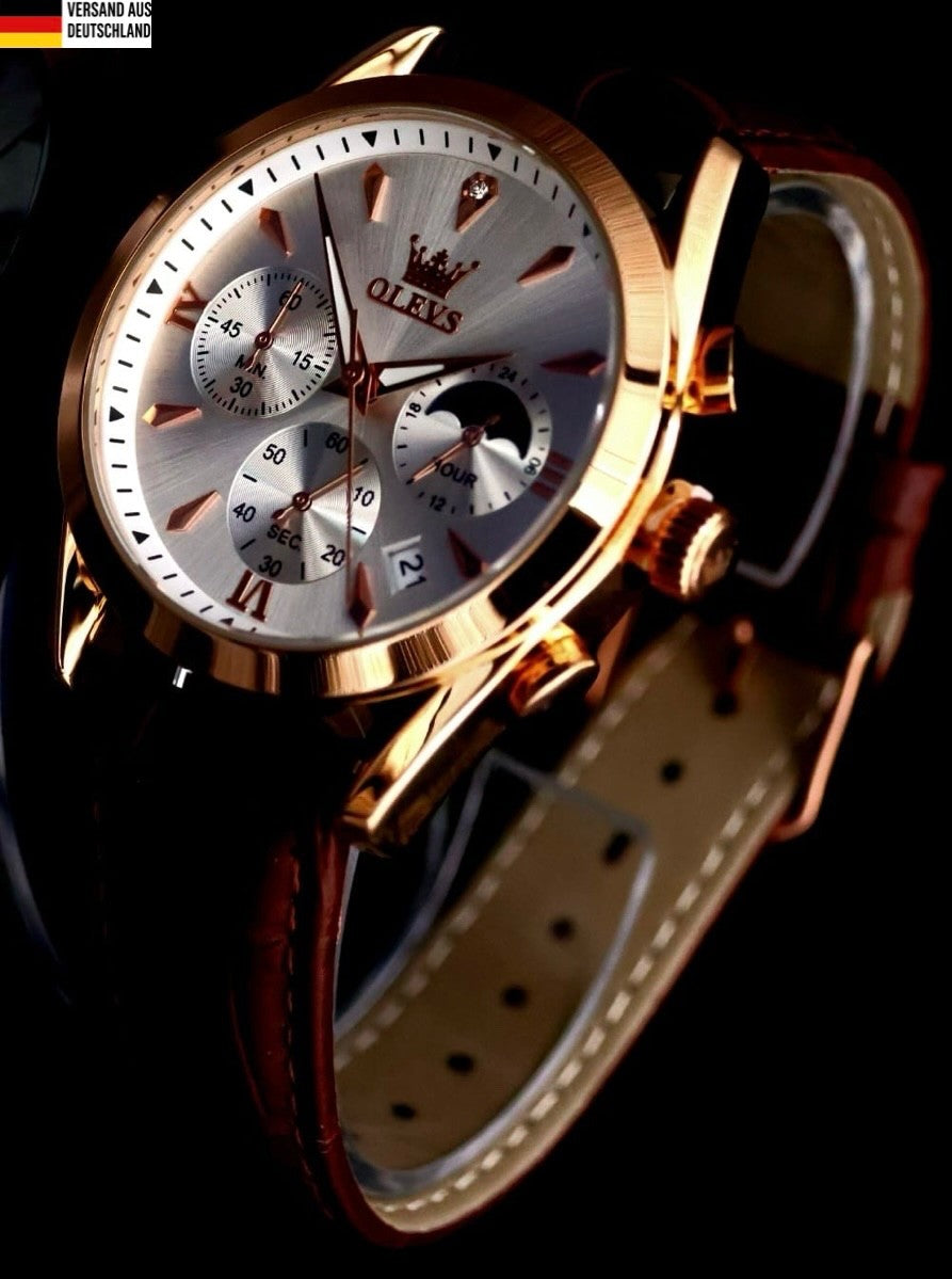 Edle Herren Männer Armband Uhr Chronograph Stoppuhr Datum NEU * 530