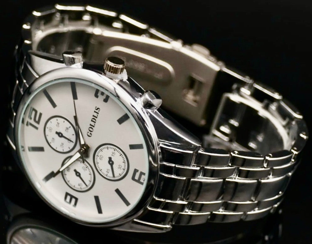 Edle Herren Armband Männer Uhr Chrono Look NEU * 371