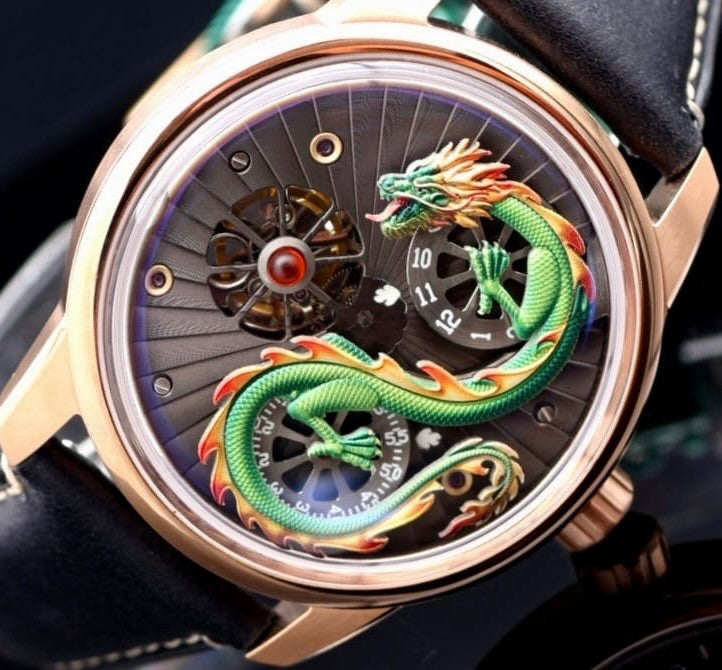 OBLVLO JM-Dragon Automatik Herren Uhr 42mm Edelstahl Saphirglas Skeleton NEU1