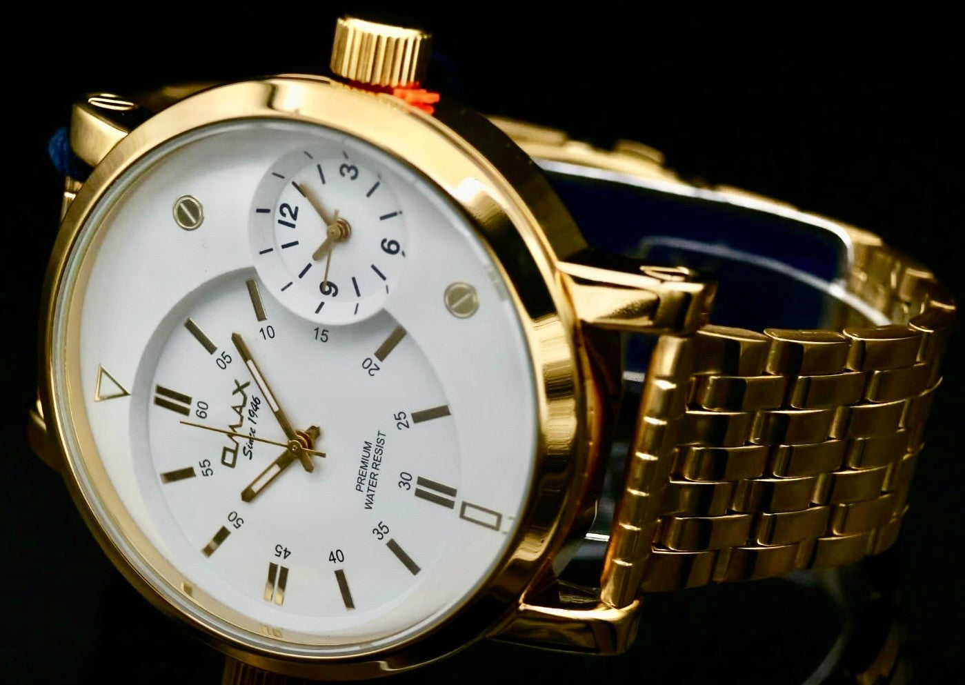 XXL Omax Monster Watch Herren Armband Uhr Rose XXL Dual Timer NEU1