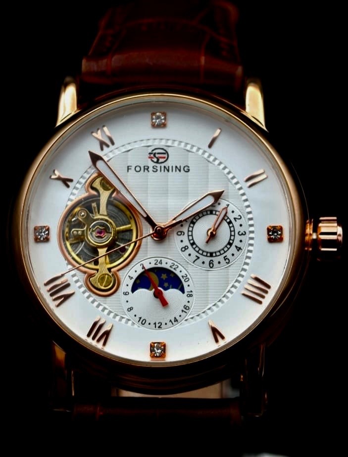 Classic Herren Männer Automatik Uhr Weiß Braun Farben mit Lederarmband *NEU*2