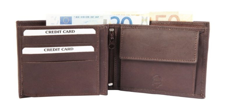 Excellanc Unisex Leder Portemonnaie Geldbeutel Portmonee Echtleder Dunkelbraun 32