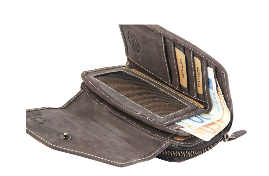 Akzent Wild Leder Geldbörse Echtleder Portemonnaie Geldbeutel mit Blumenprint2