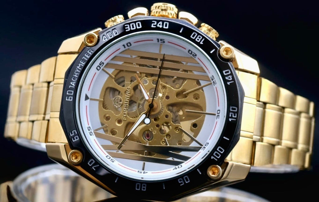 FORSINING - HERREN - AUTOMATIK - SKELETT - UHR - EDELSTAHL - GOLDFARBEN - 48MM0