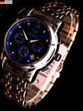 Herren Männer Armband Uhr Chronograph Stoppuhr Datum Blau Silber Farben NEU0